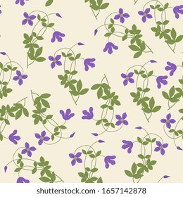 Seamless floral pattern with branches of clematis flower.