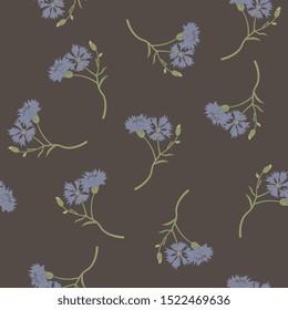 Seamless floral pattern with branches of cornflower.