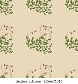 
Seamless floral pattern with branches of cranberry flowers.