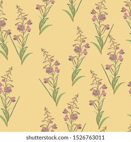 Seamless floral pattern with branches of fireweed flowers. Ivan Chai.