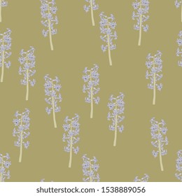 Seamless floral pattern with branches of hyacinth flower.