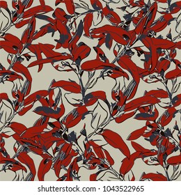 Seamless floral pattern with branches and leaves for textile, fabrics,scrapbooking and web design . Stylized colorful branches.