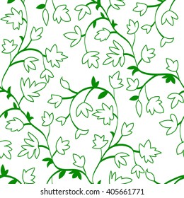 Seamless floral pattern with branches and leaves, abstract texture, endless background.