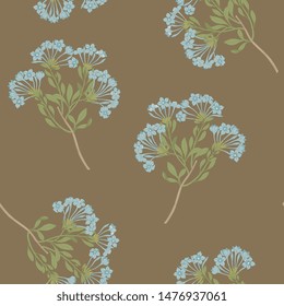Seamless floral pattern with branches of Plumbago capensis flowers.