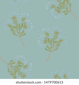 Seamless floral pattern with branches of Plumbago capensis flowers.