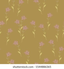Seamless floral pattern with branches of Ragged Robin flower. (Lychnis flos-cuculi).