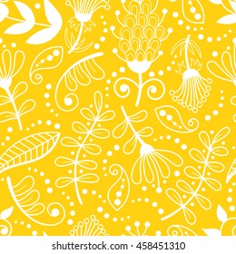 Seamless floral pattern. Bright background with flowers and plants for fashion textile or decoration.