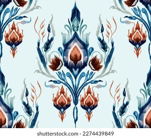 Seamless floral pattern. Bright botanical background.