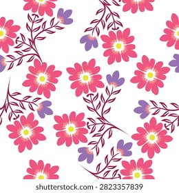 Seamless floral pattern. Bright botanical background.