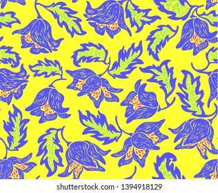 Seamless floral pattern with bright colorful flowers