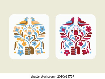 Seamless floral pattern with bright colorful flowers and tropic leaves on a white background. The elegant the template for fashion prints. Modern floral background. Trendy Folk style.