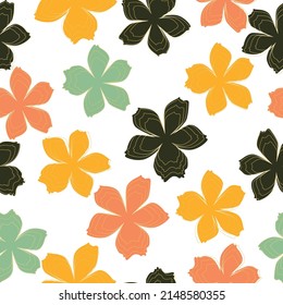 Seamless floral pattern with bright colorful flowers and tropic leaves on a white background. Hand drawn background. floral pattern for wallpaper or fabric.