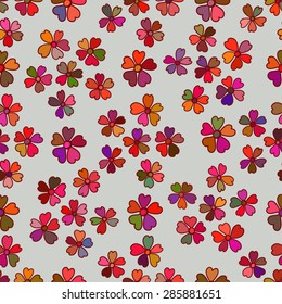 Seamless floral pattern. The bright, elegant, colorful flowers on a grey background.