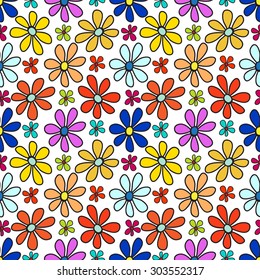 Seamless floral pattern. The bright, elegant, colorful flowers on a white background.