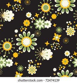 seamless floral pattern bright flowers at black background