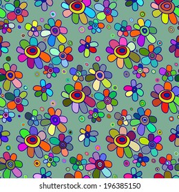 Seamless floral pattern. Bright multicolored bouquets of flowers on a light background. Vector. 