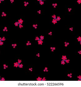 seamless floral pattern. bright small bellflowers on black background