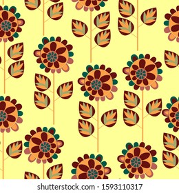 Seamless floral pattern. Bright stylized flowers on a light background. Print for textiles and paper. Vector illustration.