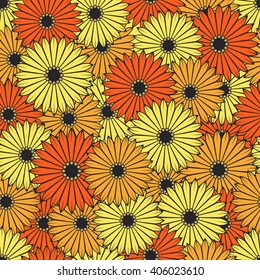 Seamless floral pattern. Bright summer yellow and orange flowers. Vector illustration.

