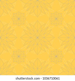 Seamless floral pattern. Bright yellow background with flower designs for wallpapers, textile and fabrics