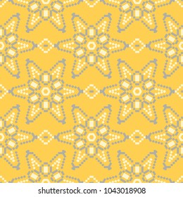 Seamless floral pattern. Bright yellow background with flower designs for wallpapers, textile and fabrics