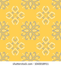 Seamless floral pattern. Bright yellow background with flower designs for wallpapers, textile and fabrics