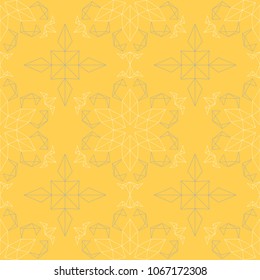 Seamless floral pattern. Bright yellow background with flower designs for wallpapers, textile and fabrics