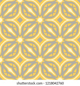 Seamless floral pattern. Bright yellow background with flower designs for wallpapers, textile and fabrics