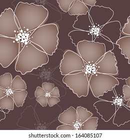 Seamless floral pattern in brown color.