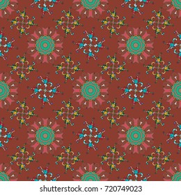 Seamless floral pattern with brown, green and black flowers, watercolor. Vector flower illustration. Seamless pattern with floral motif.