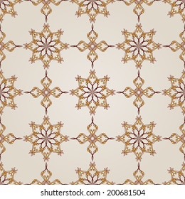 Seamless floral pattern of the brown henna on beige background