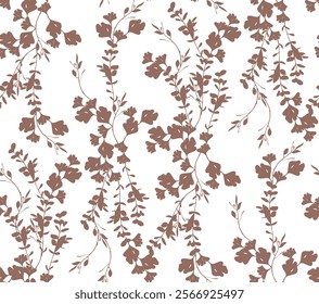 
Seamless floral pattern, brown on a transparent background, a floral pattern with an intricate pattern reminiscent of porcelain or fabric prints.