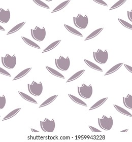 Seamless floral pattern with brown tulips on a white background. Modern floral pattern.