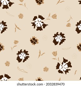 Seamless floral pattern. Brown and white flowers. For textile, cover, wallpaper, gift paper.