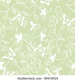 seamless floral pattern with butterflies