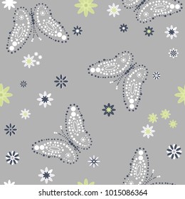 seamless floral pattern with butterflies . vector