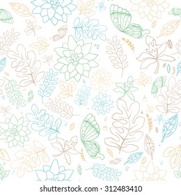Seamless floral pattern with butterfly.