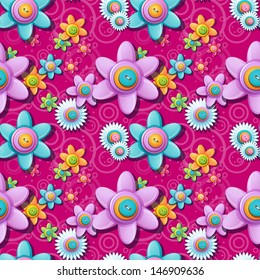 Seamless floral pattern of buttons for web graphics, print, game, design.