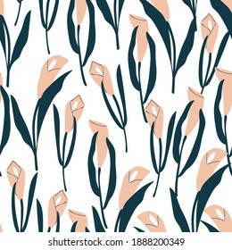 Seamless floral pattern with calla lily flower vector illustration. Good for fabric, textile, paper, card, stationary, wallpaper, apparel.