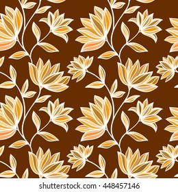 Seamless floral pattern can be used for wallpaper, website background, wrapping paper. Leaf natural bright pattern. Summer design. Flower concept.