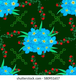 Seamless floral pattern can be used for wallpaper, wrapping paper, textile print. Leaf natural floral pattern, summer design. Vector flower concept on a green backdrop.