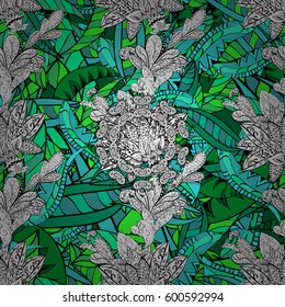 Seamless floral pattern can be used for wallpaper, website background, wrapping paper. Vector green doodles concept. Leaf natural pattern in colors. Summer design.