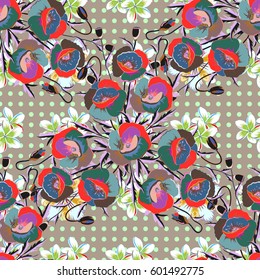 Seamless floral pattern can be used for wallpaper, website background, wrapping paper. Leaf natural pattern in blue and pink colors. Summer design. Vector flower concept.