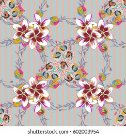 Seamless floral pattern can be used for wallpaper, website background, wrapping paper. Summer design. Vector flower concept. Leaf natural pattern in blue and green colors.
