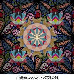 Seamless floral pattern can be used for wallpaper, website background, wrapping paper. Leaf natural pattern in colors. Summer design. Vector flower concept.