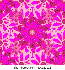 Seamless floral pattern can be used for wallpaper, website background, wrapping paper. Leaf natural pattern in colors. Summer design. Vector flower concept.