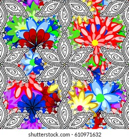 Seamless floral pattern can be used for wallpaper, website background, wrapping paper. Summer design. Vector flower concept. Leaf natural pattern in colors.