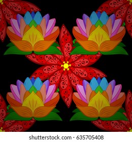 Seamless floral pattern can be used for wallpaper, website background, wrapping paper. Summer design. Vector flower concept. Leaf natural pattern in black colors.