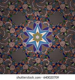 Seamless floral pattern can be used for wallpaper, website background, wrapping paper. Vector flower concept. Leaf natural pattern in blue colors. Summer design.