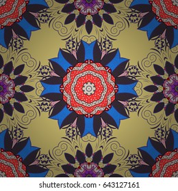 Seamless floral pattern can be used for wallpaper, website background, wrapping paper. Vector flower concept. Leaf natural pattern in blue colors. Summer design.